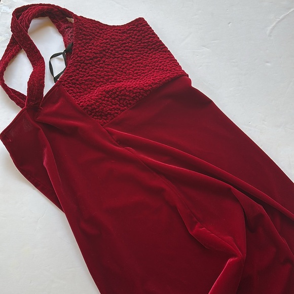 Vintage 90s Glitter Mini Dress Velvet Bodycon Burgundy Betsey Johnson Sexy Hot L - Picture 8 of 16